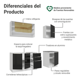 Cocina Compacta 180 cm Blanco/Negro Lux Madesa 04