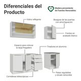 Cocina Compacta 180 x 60 cm Blanco/Blanco Aterciopelado Lux Madesa 05