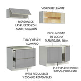 Combo de Cocina Compacta 200cm Blanco/Gris Lux Madesa 01