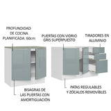 Kit con 2 Bajo Mesada Madesa Lux 4 Purtas 3 Cajones (Sin Mesada ni Bacha) Blanco/Gris