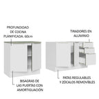 Cocina Compacta 200 cm 4 Puertas 3 Cajones Sin Mesada Blanco Lux Madesa 03