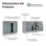 Cocina Compacta 200 cm Blanco/Gris Lux Madesa 05