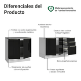 Cocina Compacta 200 x 60 cm Blanco/Negro Lux Madesa 06