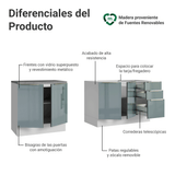 Cocina Compacta 200 x 60 cm Blanco/Gris Lux Madesa 06