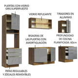 Combo completo de Cocina 240cm Marrón/Gris Lux Madesa 02