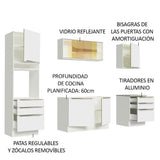 Combo Completo de Cocina 240 x 60 cm Blanco/Blanco Aterciopelado Lux Madesa 02