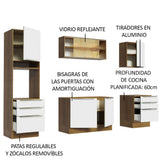 Combo Completo de Cocina 240 x 60 cm Marrón/Blanco Aterciopelado Lux Madesa 02