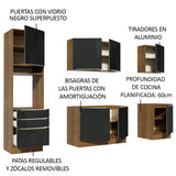 Combo completo de Cocina 240cm Marrón/Negro Lux Madesa 03