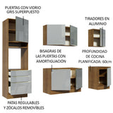 Combo completo de Cocina 240cm Marrón/Gris Lux Madesa 03