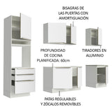 Combo Completo de Cocina 240 x 60 cm Blanco/Blanco Aterciopelado Lux Madesa 03