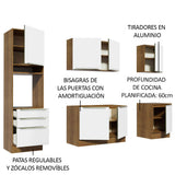 Combo Completo de Cocina 240 x 60 cm Marrón/Blanco Aterciopelado Lux Madesa 03