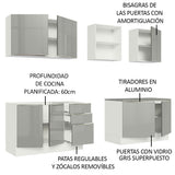 Combo completo de Cocina 240cm Blanco/Gris Lux Madesa 05