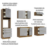 Combo completo de Cocina 260cm Marrón/Gris Lux Madesa 01