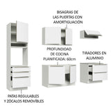 Combo Completo de Cocina 260 x 60 cm Blanco/Blanco Aterciopelado Lux Madesa 01