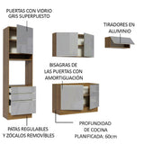 Combo completo de Cocina 260cm Marrón/Gris Lux Madesa 03