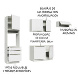 Combo Completo de Cocina 260 x 60 cm Blanco/Blanco Aterciopelado Lux Madesa 03