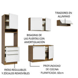 Combo Completo de Cocina 260 x 60 cm Marrón/Blanco Aterciopelado Lux Madesa 03