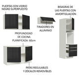 Combo completo de Cocina 260cm Blanco/Negro Lux Madesa 05