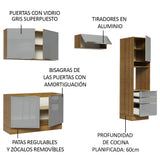 Combo completo de Cocina 260cm Marrón/Gris Lux Madesa 05