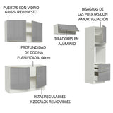 Combo completo de Cocina 260cm Blanco/Gris Lux Madesa 05