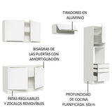 Combo Completo de Cocina 260 x 60 cm Blanco/Blanco Aterciopelado Lux Madesa 05
