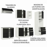 Combo completo de Cocina 260cm Blanco/Negro Lux Madesa 08