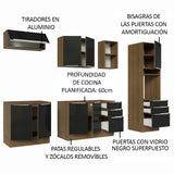 Combo completo de Cocina 260cm Marrón/Negro Lux Madesa 08