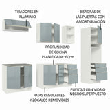 Combo completo de Cocina 260cm Blanco/Gris Lux Madesa 08