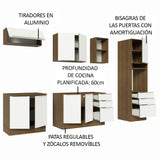 Combo Completo de Cocina 260 x 60 cm Marrón/Blanco Aterciopelado Lux Madesa 08