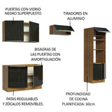 Combo completo de Cocina 270cm Marrón/Negro Lux Madesa 01