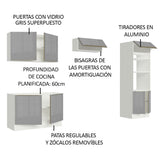 Combo completo de Cocina 270cm Blanco Gris Lux Madesa 01
