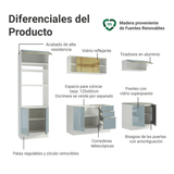 Combo Completo de Cocina 270 x 60 cm Blanco/Gris Lux Madesa 06