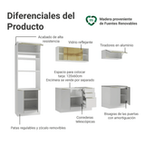 Combo Completo de Cocina 270 x 60 cm Blanco/Blanco Aterciopelado Lux Madesa 06