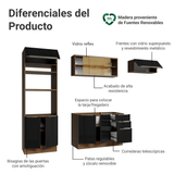 Combo completo de Cocina 270 x 60 cm Marrón/Negro Lux Madesa 08