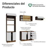 Combo completo de Cocina 270 x 60 cm Marrón/Blanco Aterciopelado Lux Madesa 08