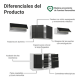Combo Completo de Cocina 280 cm Blanco/Negro Lux Madesa 01