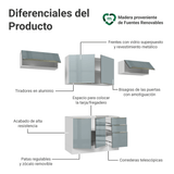 Combo completo de Cocina 280 x 60 cm Blanco/Gris Lux Madesa 02