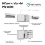 Combo completo de Cocina 280 x 60 cm Blanco/Blanco Aterciopelado Lux Madesa 02