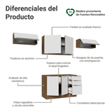 Combo completo de Cocina 280 x 60 cm Marrón/Blanco Aterciopelado Lux Madesa 02