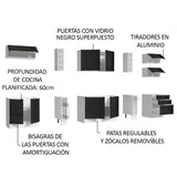 Combo completo de Cocina 300cm Blanco/Negro Lux da Sabrina Madesa