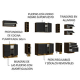 Combo completo de Cocina 300cm Marrón/Negro Lux da Sabrina Madesa