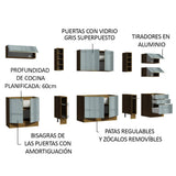 Combo completo de Cocina 300cm Marrón/Gris Lux da Sabrina Madesa