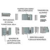 Combo completo de Cocina 300cm Blanco/Gris Lux da Sabrina Madesa