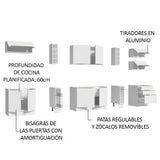 Combo Completo de Cocina 300 x 60 cm Blanco Aterciopelado Lux Madesa