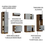Combo completo de Cocina 320cm Marrón/Gris Lux Madesa 03