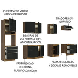 Combo completo de Cocina 320cm Marrón/Negro Lux Madesa 04