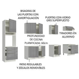 Combo completo de Cocina 320cm Blanco/Gris Lux Madesa 04