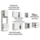 Combo Completo de Cocina 320 x 60 cm Blanco/Blanco Aterciopelado Lux Madesa 04