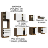 Combo Completo de Cocina 320 x 60 cm Marrón/Blanco Aterciopelado Lux Madesa 04