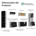 Combo completo de Cocina 320 cm 9 Puertas 5 Cajones Sin Mesada Blanco/Negro Lux Madesa